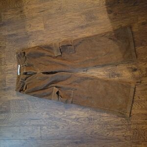 Brown Corduroy Wide-Leg Pants